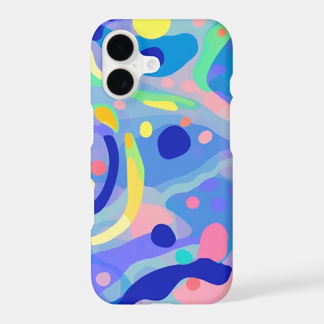 Cute Abstract Blue Pastel Neon Repeating Pattern (Back)