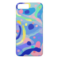 Cute Abstract Blue Pastel Neon Repeating Pattern