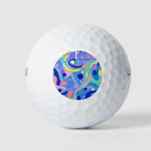Cute Abstract Blue Pastel Neon Repeating Pattern Golf Balls