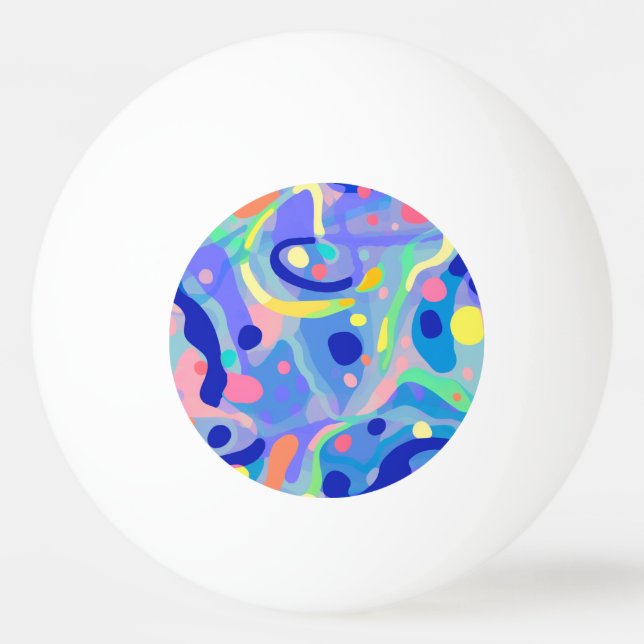 Cute Abstract Blue Pastel Neon Repeating Pattern Ping Pong Ball (Front)