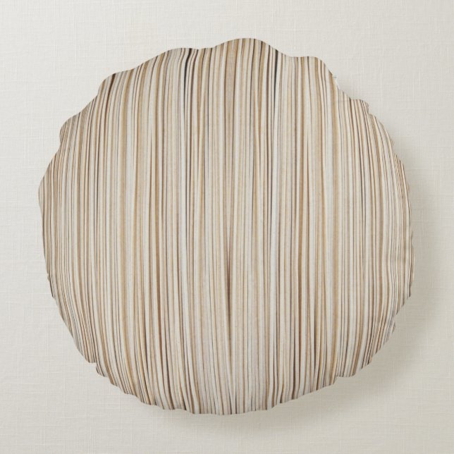 Cute abstract brown lines design round pillow (Back)