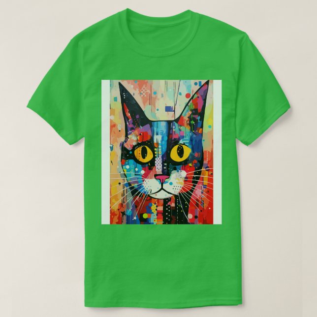 Cute Abstract Cat Face T-Shirt (Design Front)