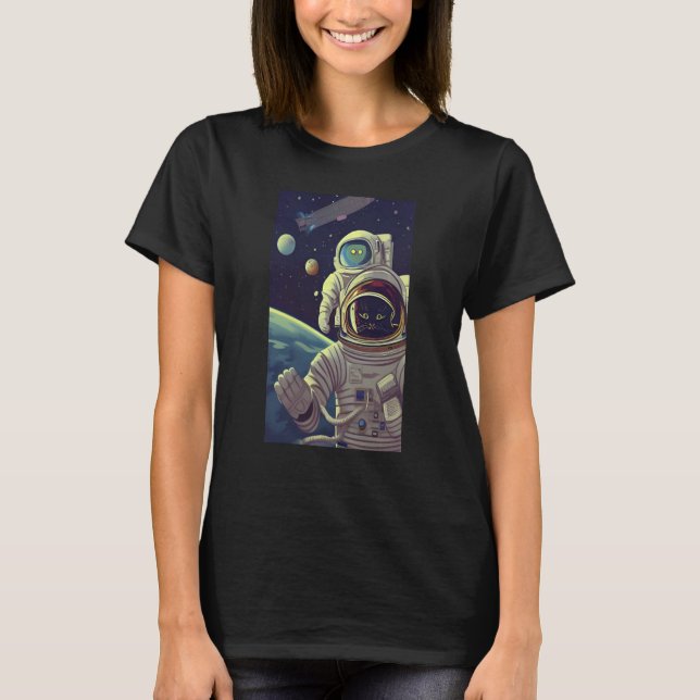 Cute Abstract Cats in Space T-Shirt (Front)