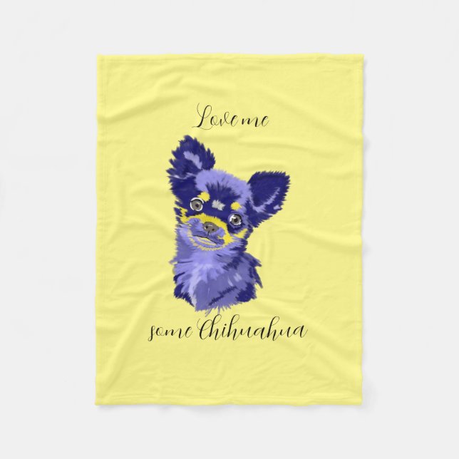 Cute Abstract Chihuahua Fleece Blanket (Front)