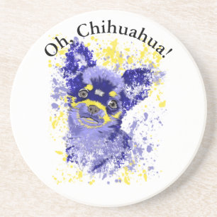 Cute Abstract Chihuahua Sandstone Coaster