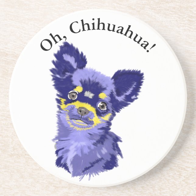 Cute Abstract Chihuahua Sandstone Coaster (Front)