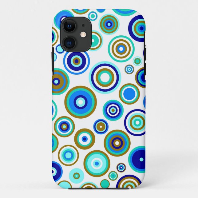 Cute Abstract Circles Pattern | Blue Lime Aqua Case-Mate iPhone Case (Back)