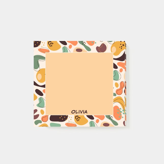 Cute Abstract Colourful Pattern Monogram Name Post-it Notes (Creator Uploaded)