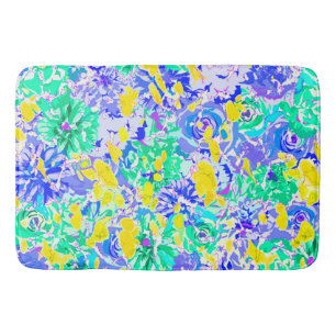 Cute abstract colourful spring flowers bath mat