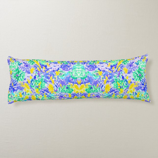 Cute abstract colourful spring flowers body pillow (Back)