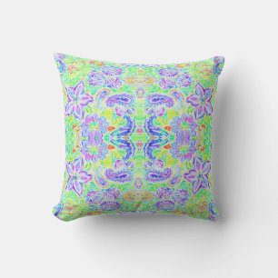 Cute abstract colourful spring flowers throw pillow