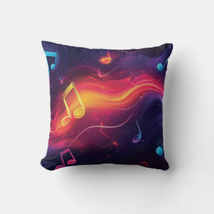Cute abstract design of floating musical notes throw pillow