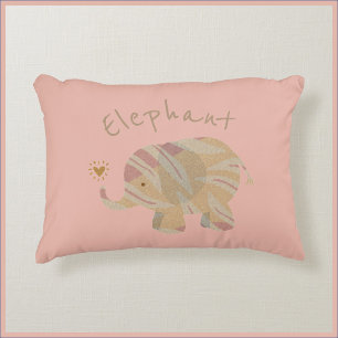 Cute Abstract Elephant Accent Pillow