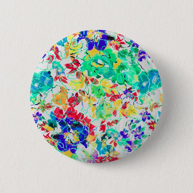 Cute abstract floral pattern jigsaw puzzle 2 inch round button (Front)