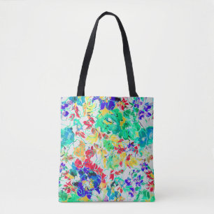 Cute abstract floral pattern jigsaw puzzle tote bag