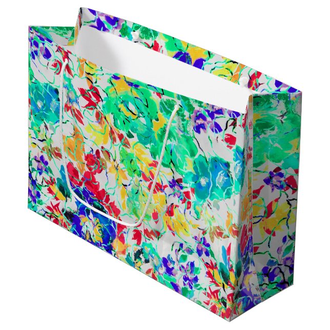 Cute abstract floral pattern large gift bag (Front Angled)