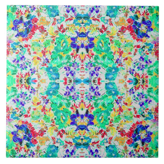 Cute abstract floral pattern tile (Front)