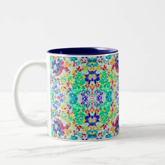 Cute abstract floral pattern Two-Tone coffee mug (Left)
