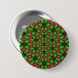 Cute Abstract Flowers Pattern 3 Inch Round Button
