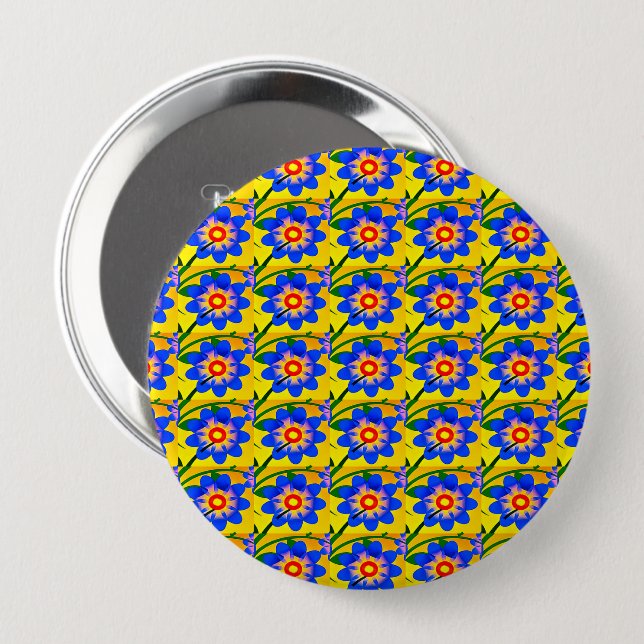 Cute Abstract Flowers Pattern 4 Inch Round Button (Front & Back)