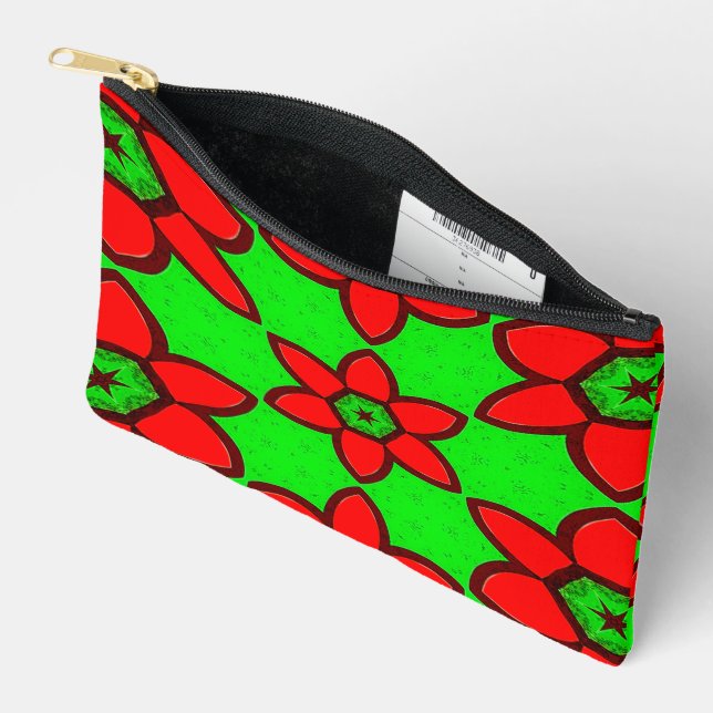 Cute Abstract Flowers Pattern Accessory Pouch (Open)