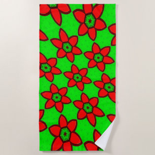 Cute Abstract Flowers Pattern Beach Towel