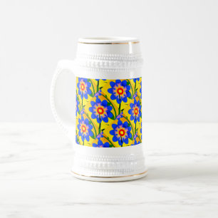 Cute Abstract Flowers Pattern Beer Stein
