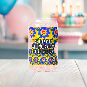 Cute Abstract Flowers Pattern Can Glass