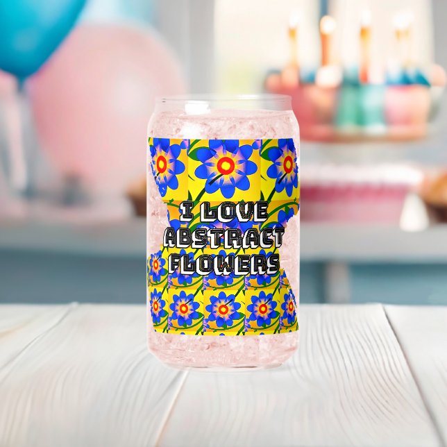 Cute Abstract Flowers Pattern Can Glass (Insitu (Baby Shower))