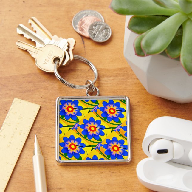 Cute Abstract Flowers Pattern Keychain (Desk)