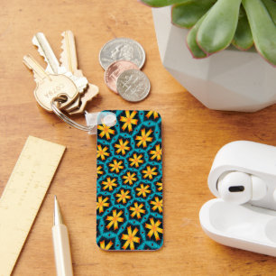 Cute Abstract Flowers Pattern Keychain