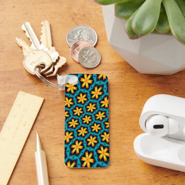 Cute Abstract Flowers Pattern Keychain (Desk)