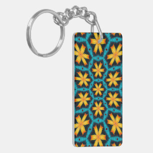 Cute Abstract Flowers Pattern Keychain