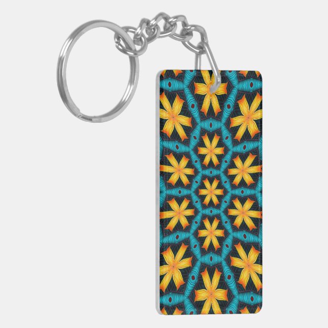 Cute Abstract Flowers Pattern Keychain (Front Left)