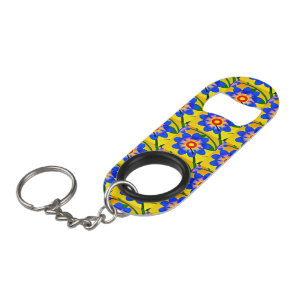 Cute Abstract Flowers Pattern Keychain Bottle Opener