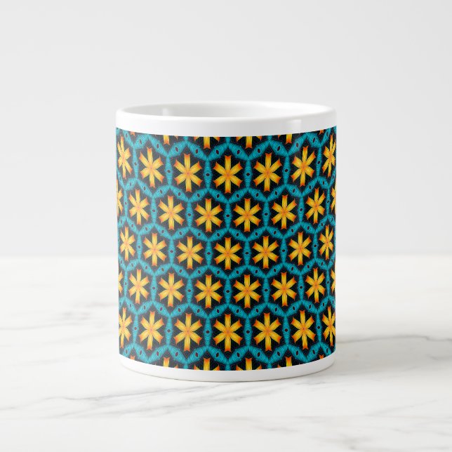 Cute Abstract Flowers Pattern Large Coffee Mug (Front)