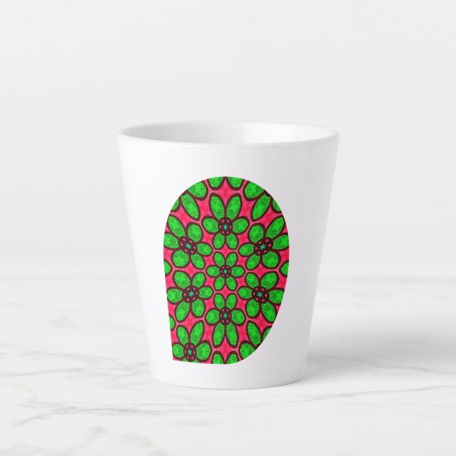 Cute Abstract Flowers Pattern Latte Mug (Front)