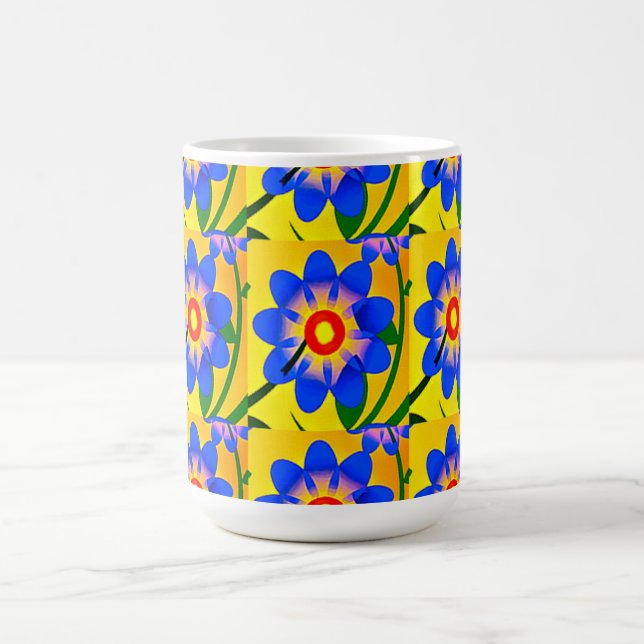 Cute Abstract Flowers Pattern Magic Mug (Center)