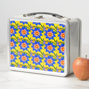 Cute Abstract Flowers Pattern Metal Lunch Box