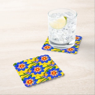 Cute Abstract Flowers Pattern Paper Coaster