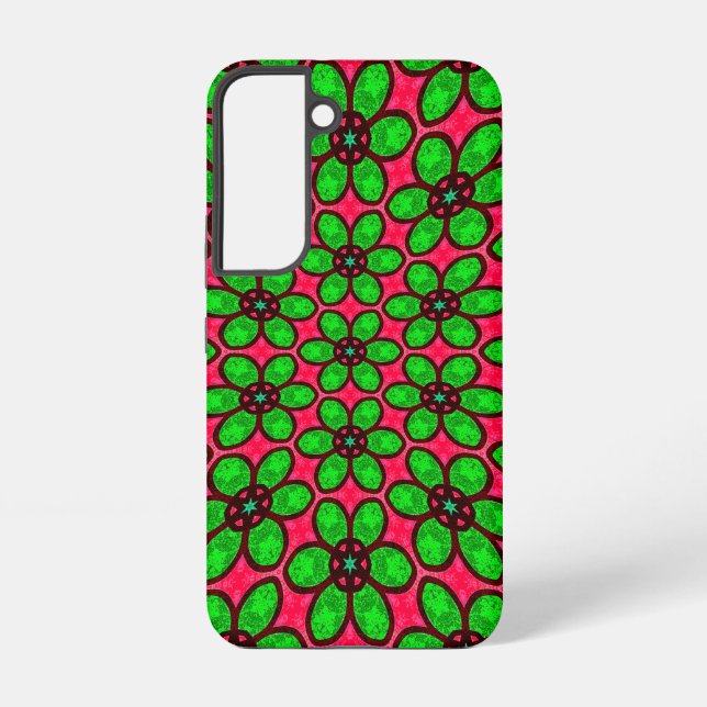 Cute Abstract Flowers Pattern Samsung Galaxy S22 Case (Back)