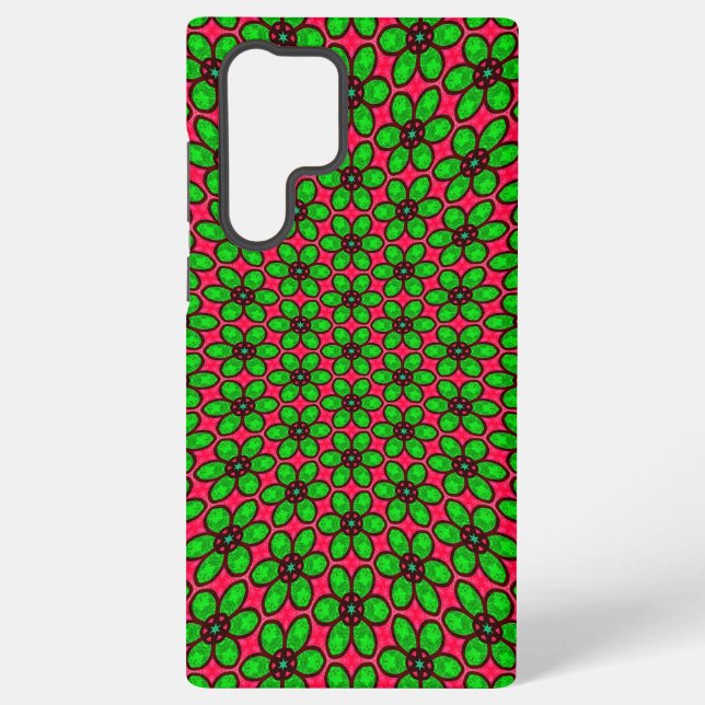 Cute Abstract Flowers Pattern Samsung Galaxy S22 Ultra Case (Back)