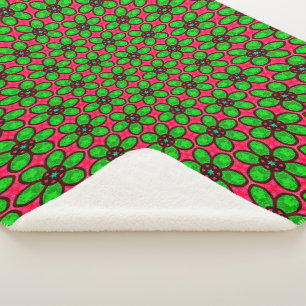 Cute Abstract Flowers Pattern Sherpa Blanket