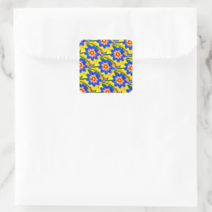 Cute Abstract Flowers Pattern Square Sticker