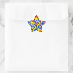 Cute Abstract Flowers Pattern Star Sticker