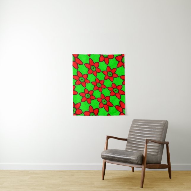 Cute Abstract Flowers Pattern Tapestry (In Situ)