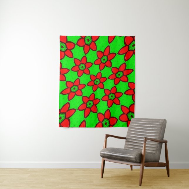 Cute Abstract Flowers Pattern Tapestry (In Situ)