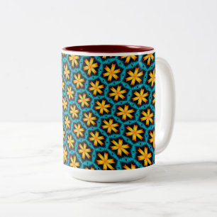 Cute Abstract Flowers Pattern Two-Tone Coffee Mug