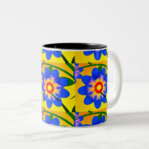 Cute Abstract Flowers Pattern Two-Tone Coffee Mug