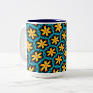 Cute Abstract Flowers Pattern Two-Tone Coffee Mug